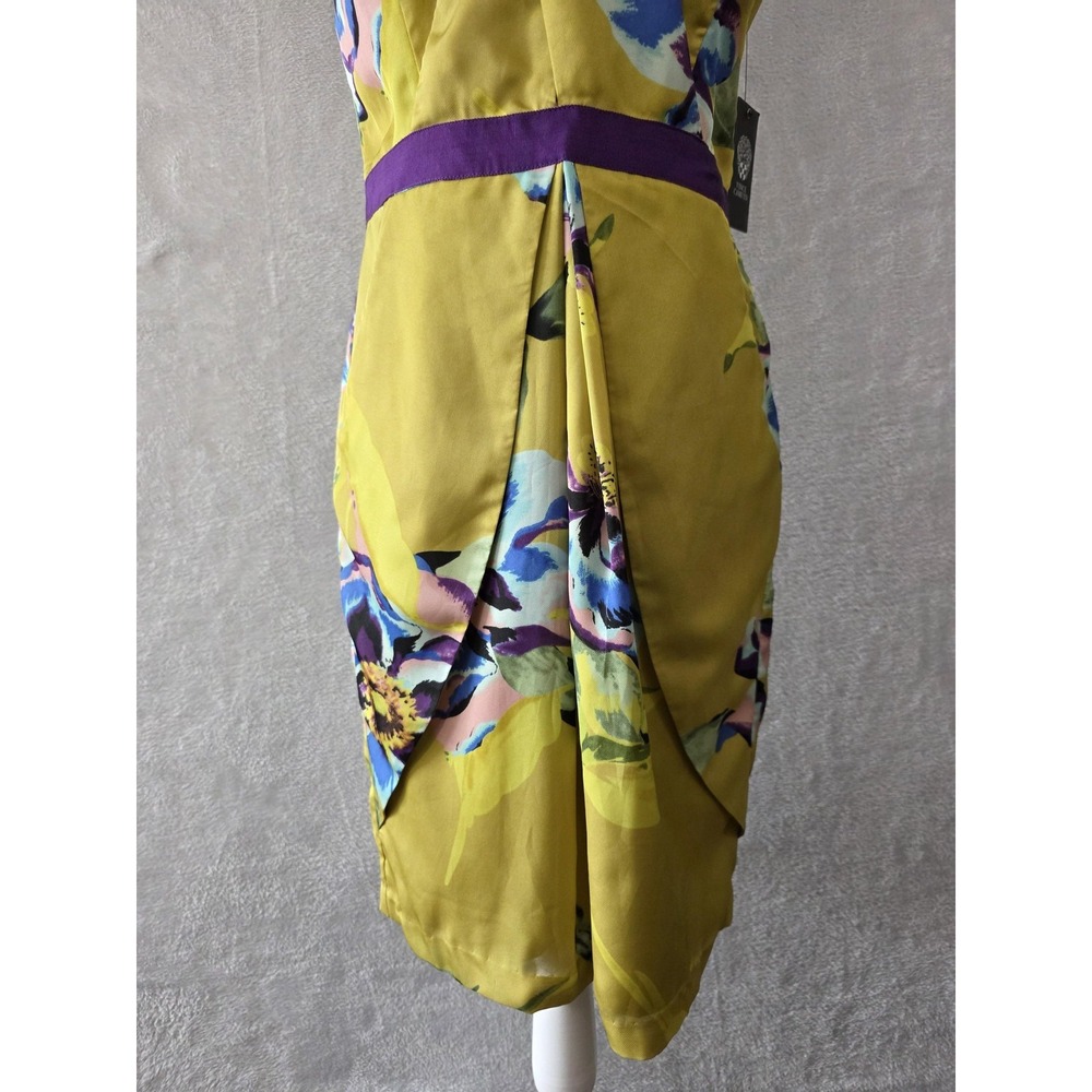 NWT Vince Camuto Dress Womens 10 Green Floral Strapless Pleated Party Cocktail - Picture 3 of 16